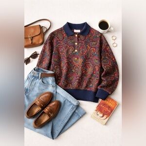 VTG 90s Alfred Dunner Paisley Tapestry Knit Pullover Sweater—Women’s Large